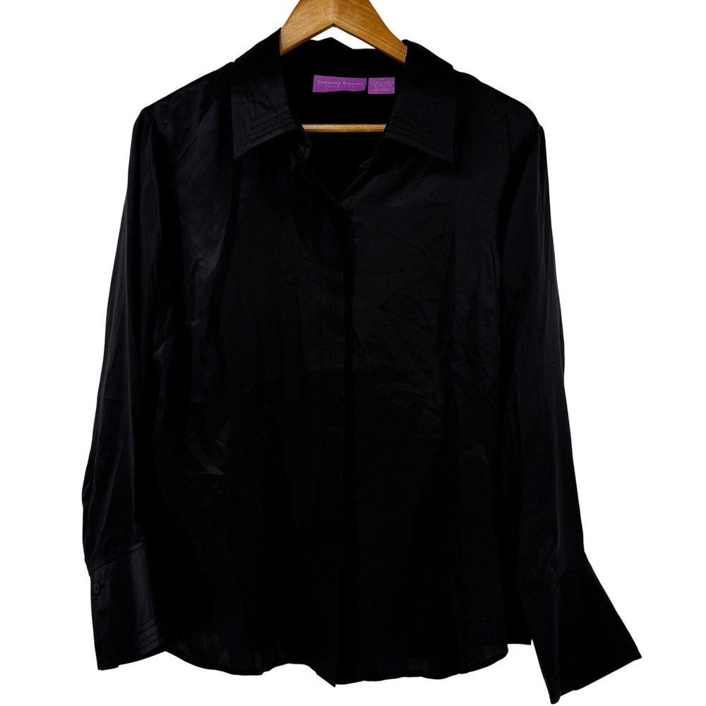 Suzanne Somers Collection Black Silk Blend‎ 2 Piece Loungewear Set Top Pants 1X